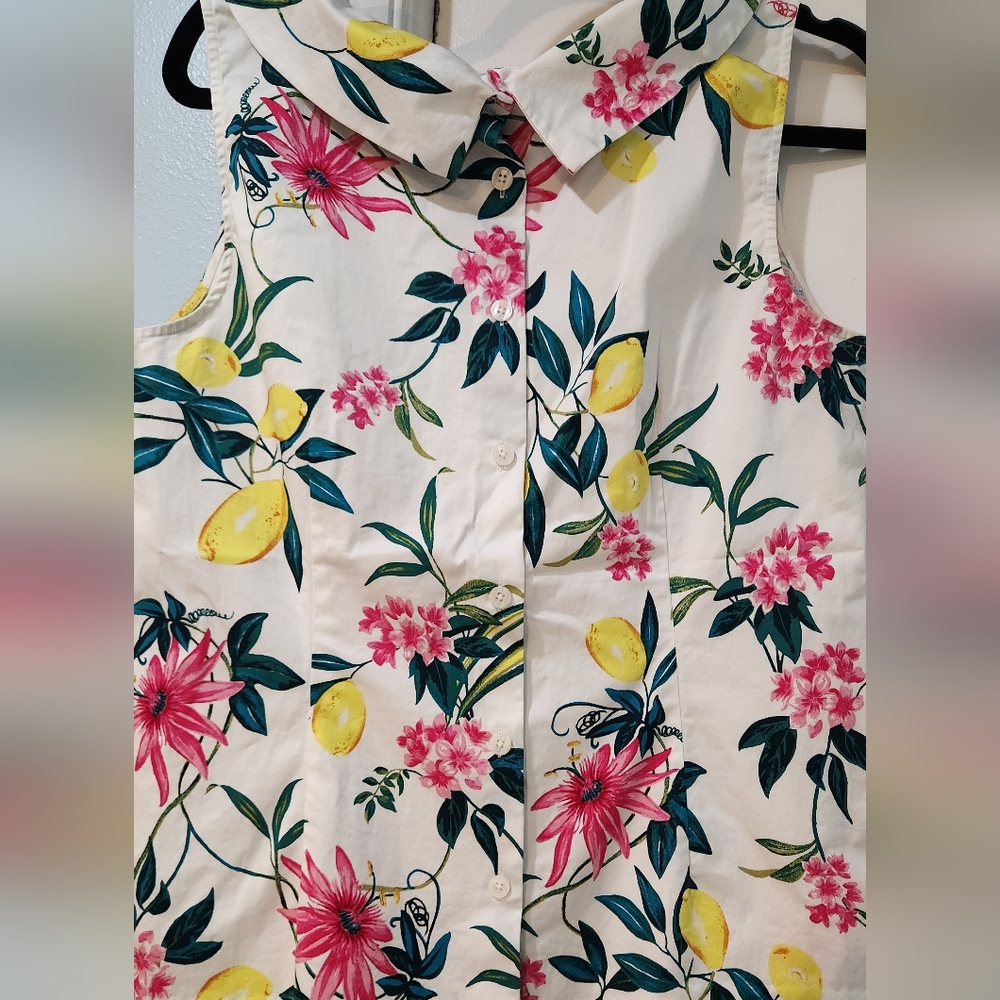 Women's RSVP Talbots Lemon Blouse Top Audrey Shell, Size 12 - Picture 6 of 6